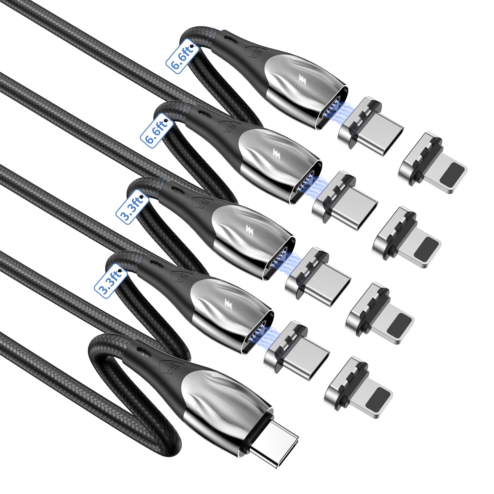 Photo 1 of 100W Magnetic Charging Cable,Magnetic Right Angle USB C Cable,480Mbps Data Transfer,5A Fast Charging,Compatible with USB C Device (4, Black 5a, 100W)