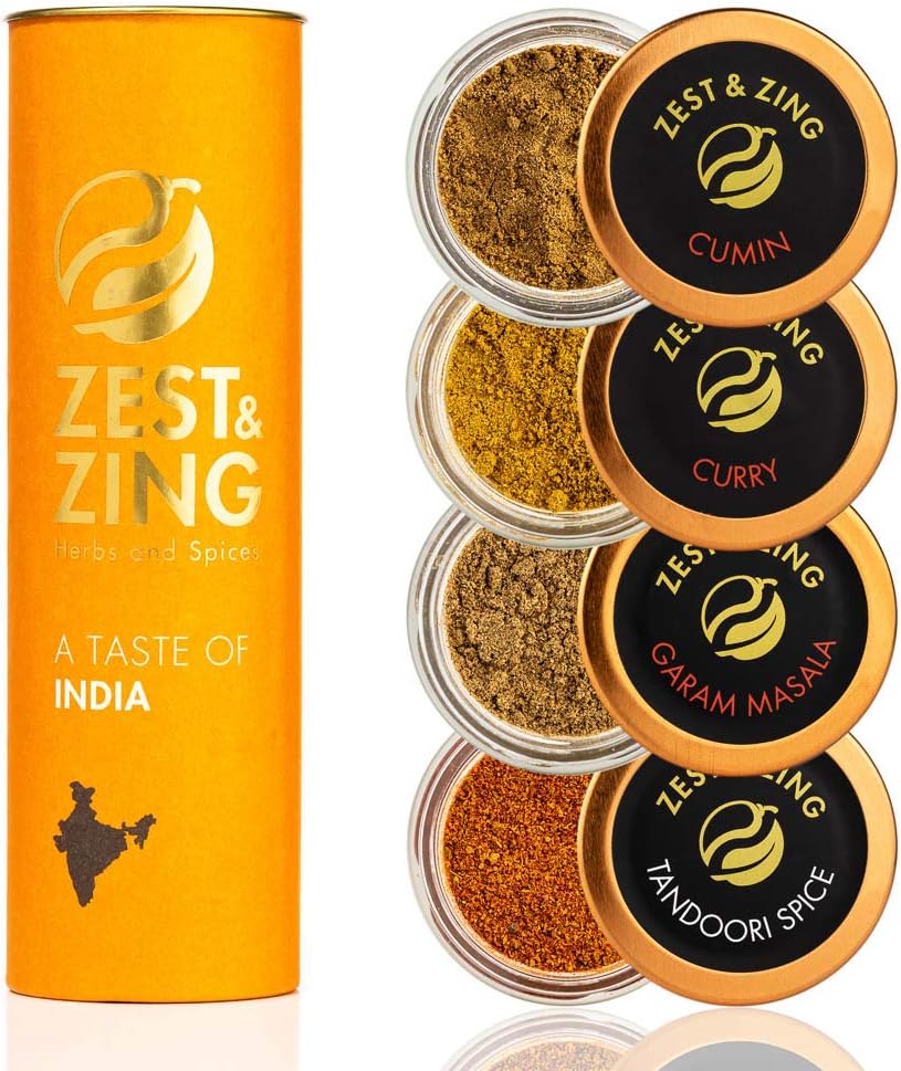 Caja de regalo Especias de India (Curry, Tandoori, Cumino, Garam Masala) - Cajas de regalo ZEST & ZING. Navidad, estreno de una casa, cumpleaños, regalos de boda para los sibaritas.: Amazon.es: Alimentación