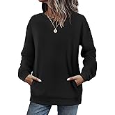 WIHOLL Crewneck Sweatshirts Women Long Sleeve Tops Fall Fashion 2026 Winter Clothing Pullover with Pockets S-2XL