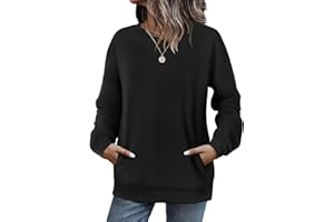 WIHOLL Crewneck Sweatshirts Women Long Sleeve Tops 2025 Fall Fashion Winter Clothing Pullover with Pockets S-2XL