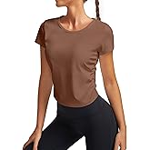 kakola Crop Tops for Women Crew Neck Ribbed Side Ruched Basic T-Shirts Slim Fitted Tee