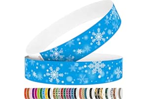 WM infinite Tyvek Wristbands for Events, Snowflake Creative Design 3/4" Paper Wristbands 250 Pack for Party, Grouped, Team Building and Identification (Blue)