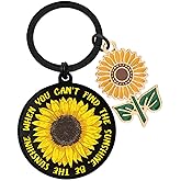 GiftoBi Sunflower Keychain Gifts, Inspirational Sunflower Pendant Keyring for Women Men, When You Can’t Find the Sunshine
