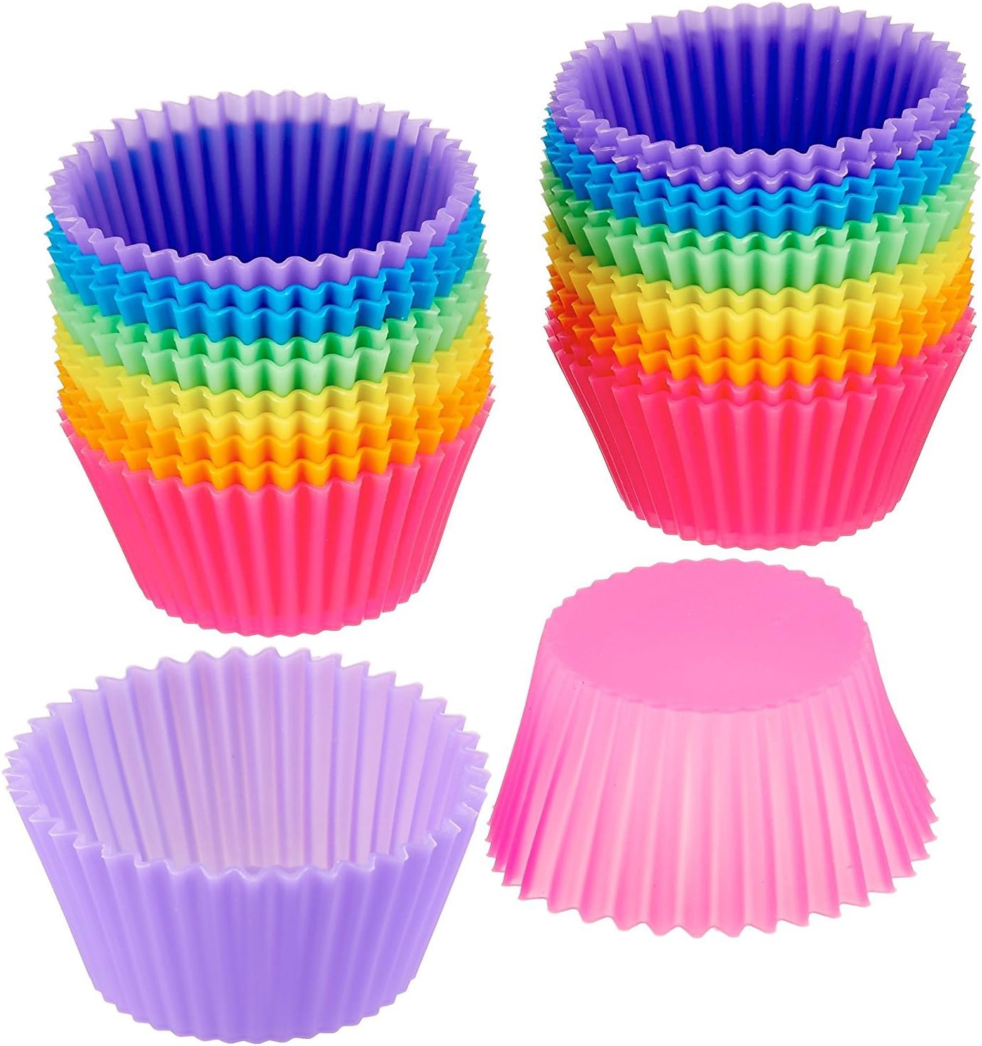 Trexee Trexee Round Non-Stick Silicone Bakeware Baking Cup Cake Molds - Perfect For Cup Cakes, Muffins, Gelatin, Desserts (12)