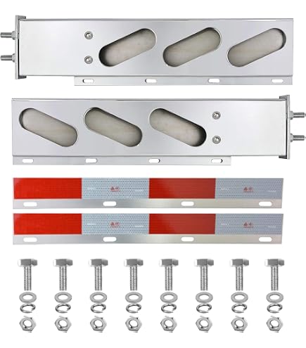 Cabtherlyn 30" Stainless Steel Mud Flap Hanger Set With Oval Light Cutouts For Semi Trucks