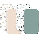 4 Pack Bassinet Sheets (19" x 33"), Compatible with Baby Delight, BabyBond and Dream On Me Skylar/Lotus/Traveler Baby Bassinet, Soft and Skin-Friendly, Mint Green and Color Rainbow