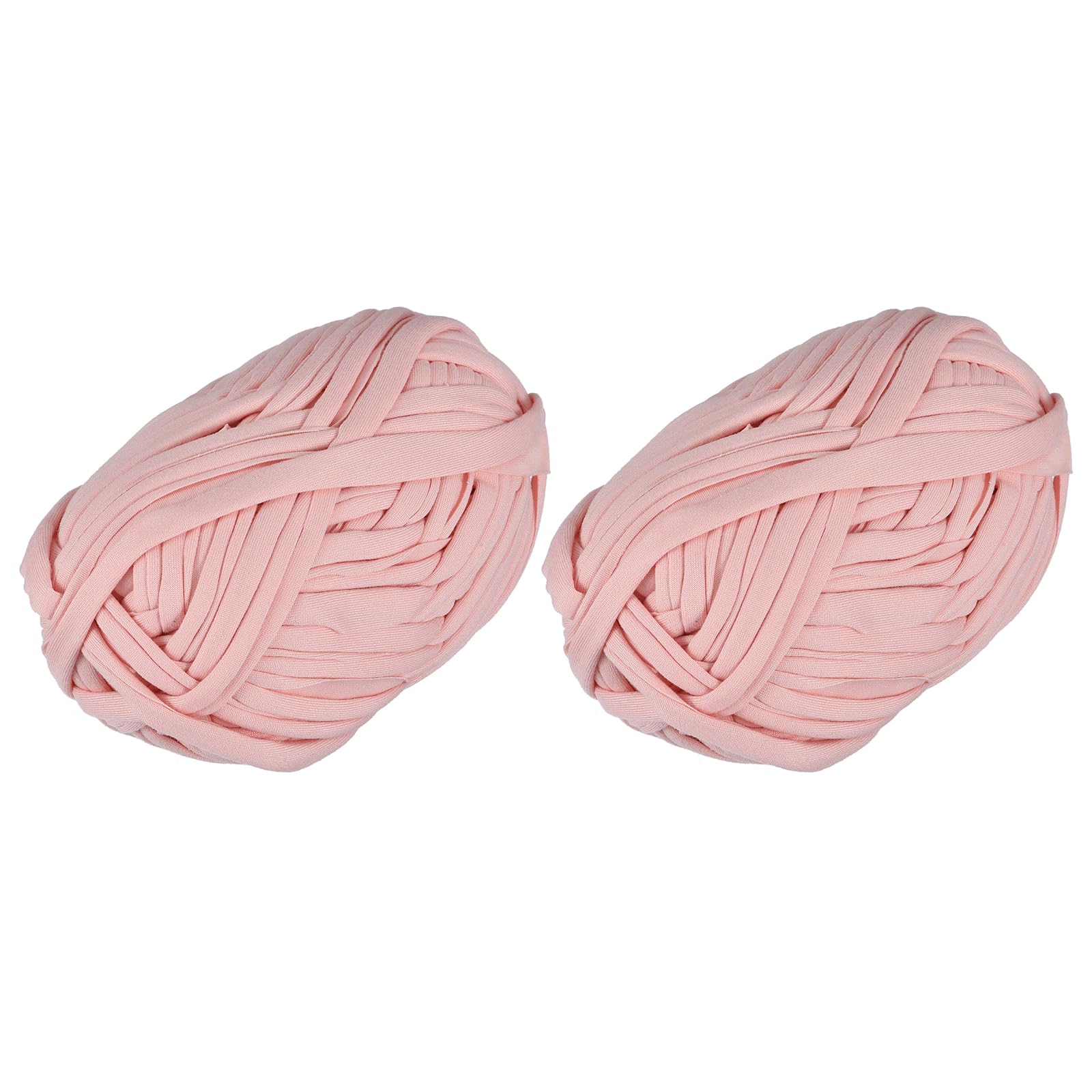 uxcell Elastic Fabric Cloth Yarn, 7oz/ 200g T Shirt Crochet Yarns for DIY Bag Carpet Cushion 2 Rolls, Peach Pink