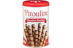 Pirouline Rolled Wafers – Chocolate Hazelnut – Rolled Wafer Sticks, Crème Filled Wafers, Rolled Cookies for Coffee, Tea, Ice Cream, Snacks, Parties, Gifts, and More – 14.1oz Tin 1pk