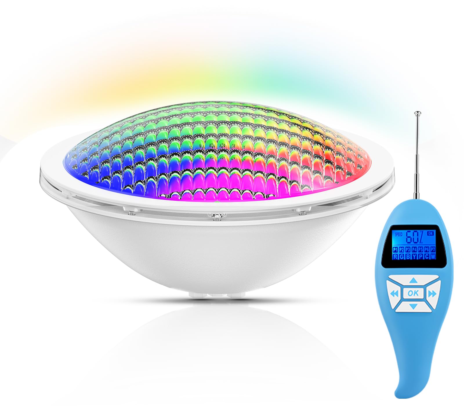 LyLmLe LED Pool Lighting PAR56 20W RGB Color Changing Dimmable Swimming Pool LED Lamp with Remote Control, Replaces PAR56 Halogen Bulbs, IP68 Waterproof Underwater Spotlight, 12V AC