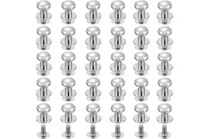 uxcell 30Pcs 8mm Chicago Screws Round Head Button Leathercraft Rivets for DIY Leather Crafting Decoration Handbag Shoes Belt 