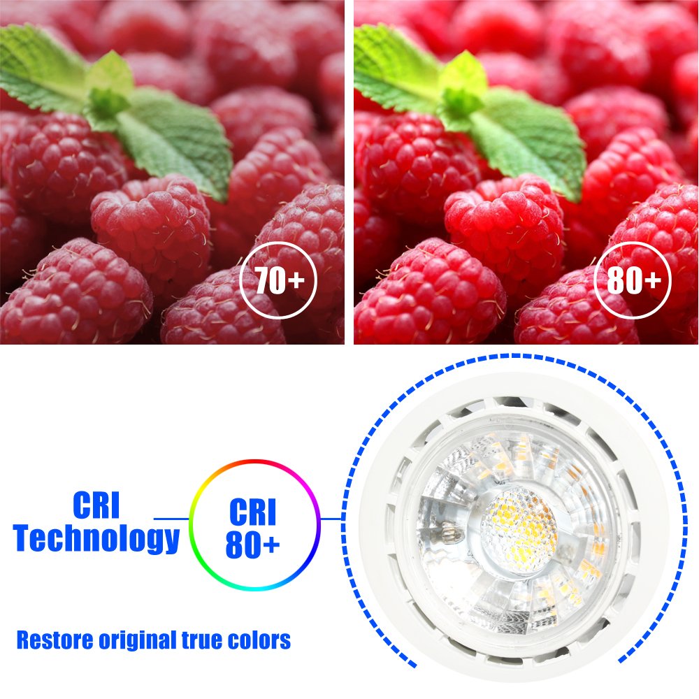 ELECCTV LED Bulbs 5W 420lm 3000K Warm White 38° Beam Angle Non-Dimmable MR16 LED Spotlights 50W Halogen Bulbs Equivalent, Pack of 6