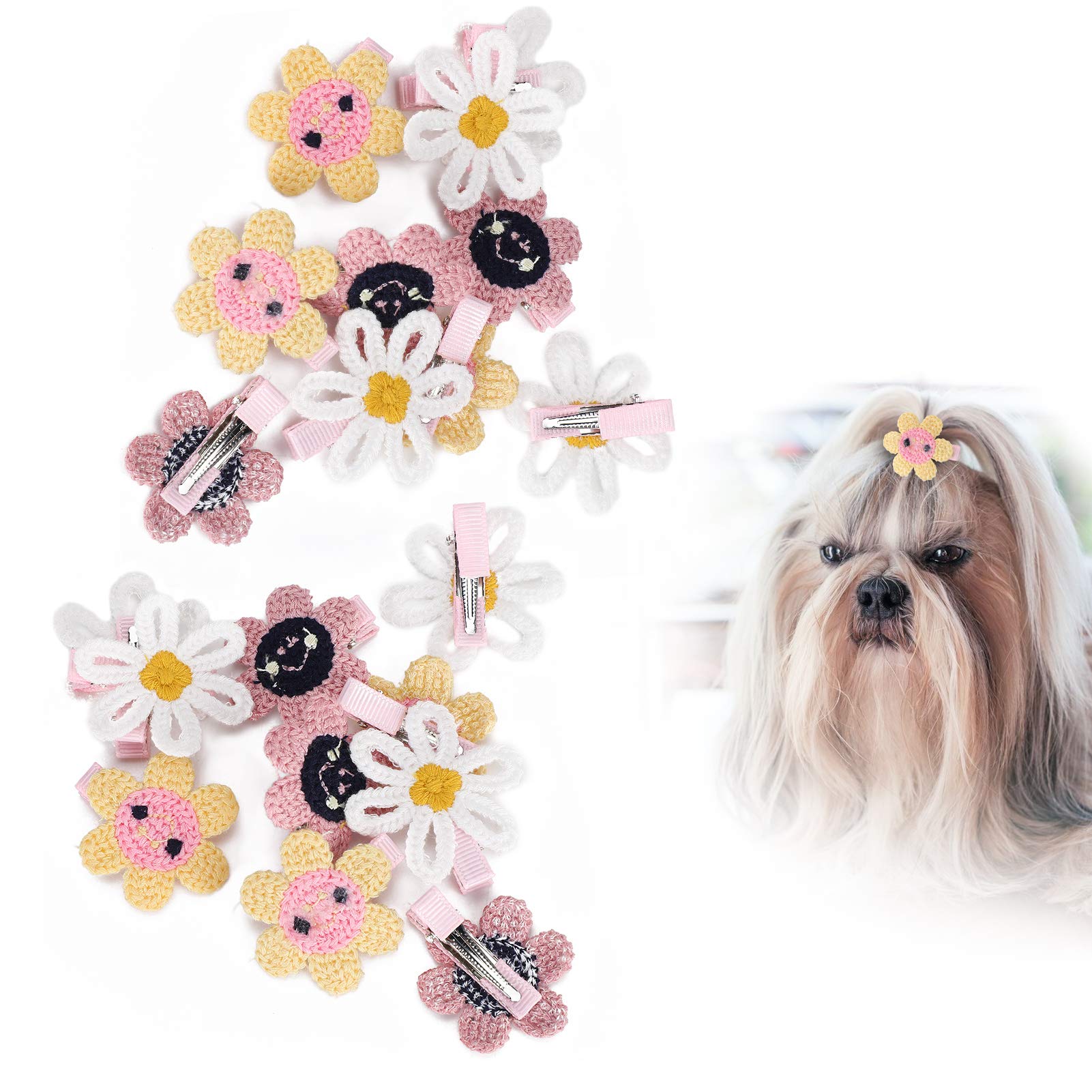 Cikonielf Pet Hair Clip Dog Hair Clip Sunflower Hair Clips Dog Hair Bows Hair Clips for Puppies Cats and Other Small Pets