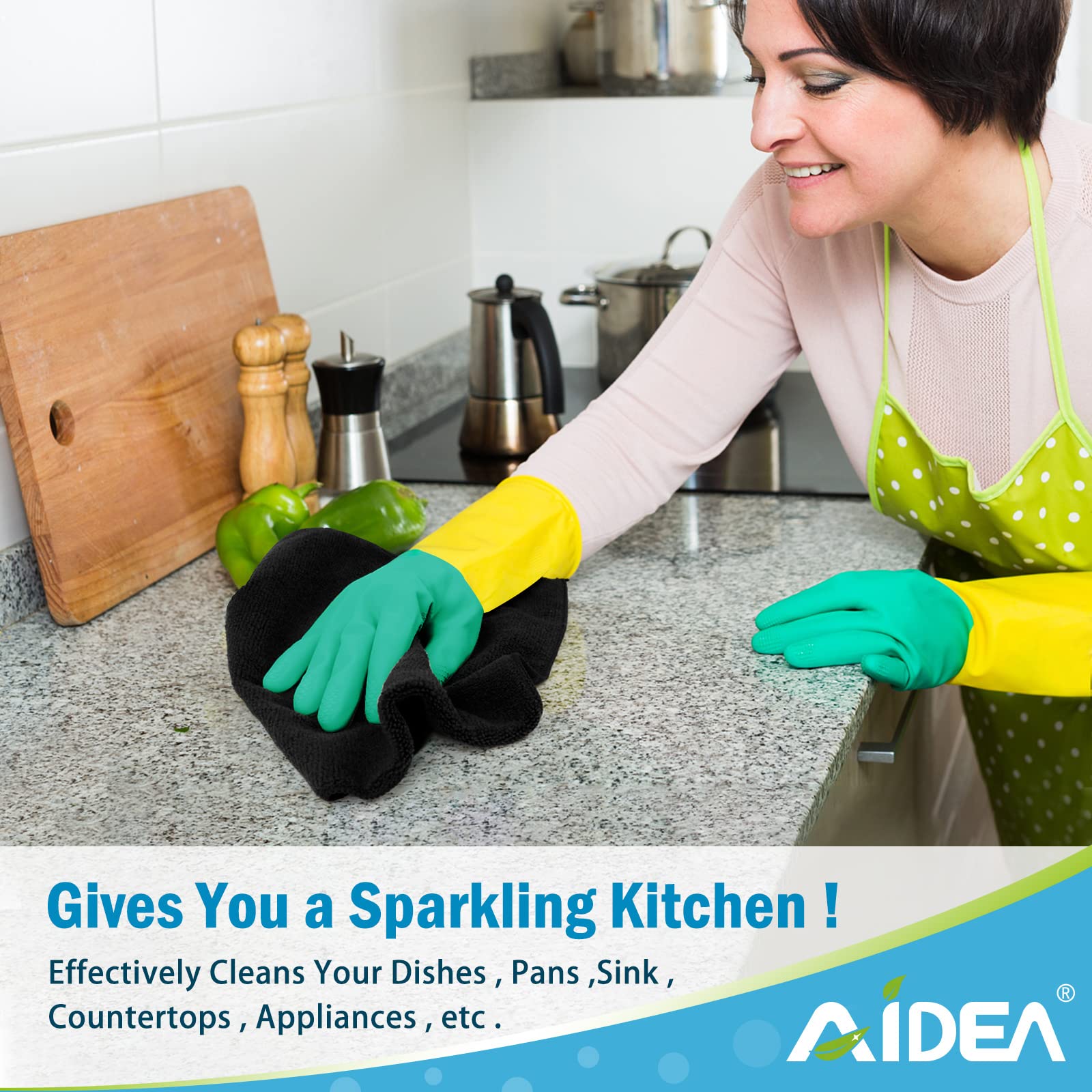 AIDEA Microfiber Cleaning Cloth-8PK, Multi-Purpose & Absorbent Microfiber Cleaning Towel, Lint-Free Streak-Free, Premium Microfiber Cloth for Cleaning Kitchen, Bathroom, Glass, 12