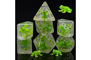WEYANO D&D Frog Dice Set, Resin Polyhedral Dice for Dungeons and Dragons, RPG, MTG DND 7-DIE (D4, D6, D8, D10, D12, D20, D%)