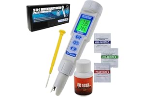 3 in 1 Water Quality Multi-Parameter pH EC Temperature Meter Tester Monitor Sensor Probe Test Kit ATC Waterproof Black-Light 