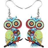 Acrylic Drop Owl Earrings Bird Dangle Funny Design Lovely Gift For Women By The Bonsny