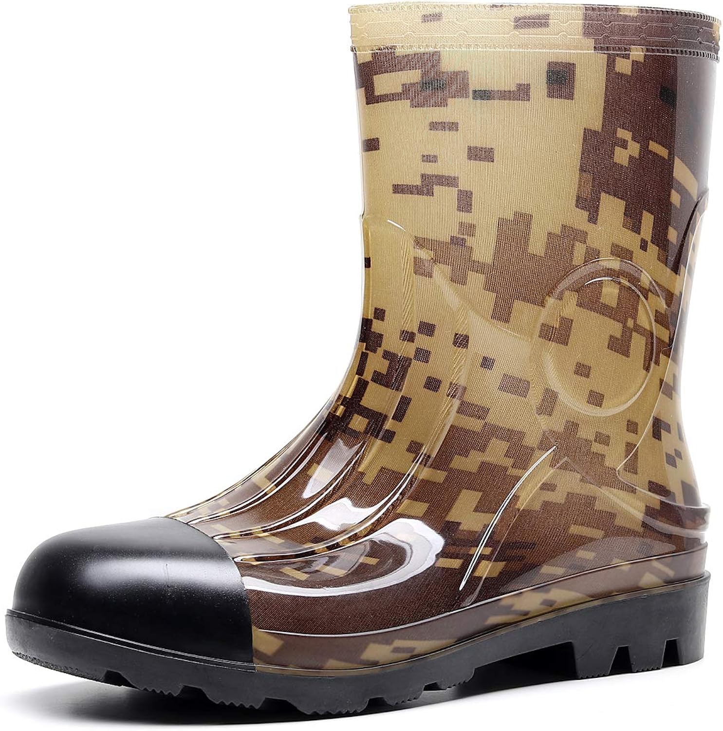Kontai Man Knee High Rubber Rainboots Camo Waterproof Rubber Boots for