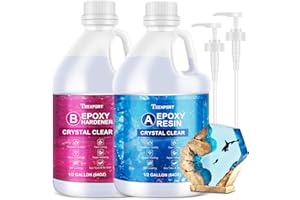 Teexpert Crystal Clear Epoxy Resin Kit 1 Gallon Self-Leveling Coating and Casting Resin, High-Gloss & Bubbles Free Resin and Hardener Kit for DIY Art, Jewelry, Table Top, Molds, Wood 1:1 Ratio
