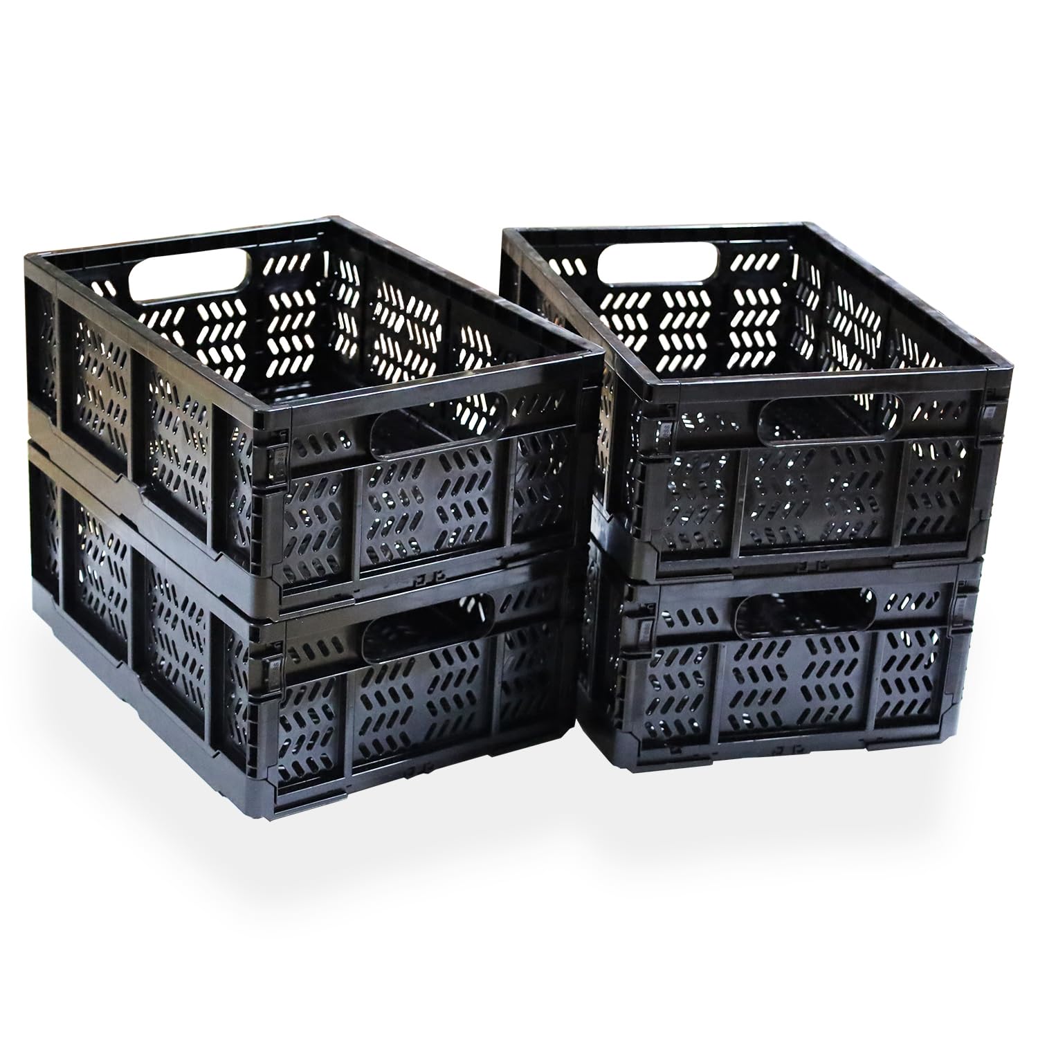 Photo 1 of KINGSUSLAY 4-Pack Plastic Storage Crates,20L Foldable Baskets,Collapsible Crates, Storage Baskets and Bins for Toys, Home Storage, Office Products, Christmas Gifts, Easter Eggs (Black)
