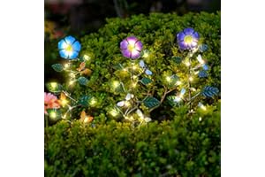 SATHGA Set of 3 Solar Garden Lights,23'' H Flowers＆Insect Decorative Garden Stakes,Waterproof Metal Spring Yard Art Decor,Solar Stake Lights for Outside,Lawn,Yard,Patio