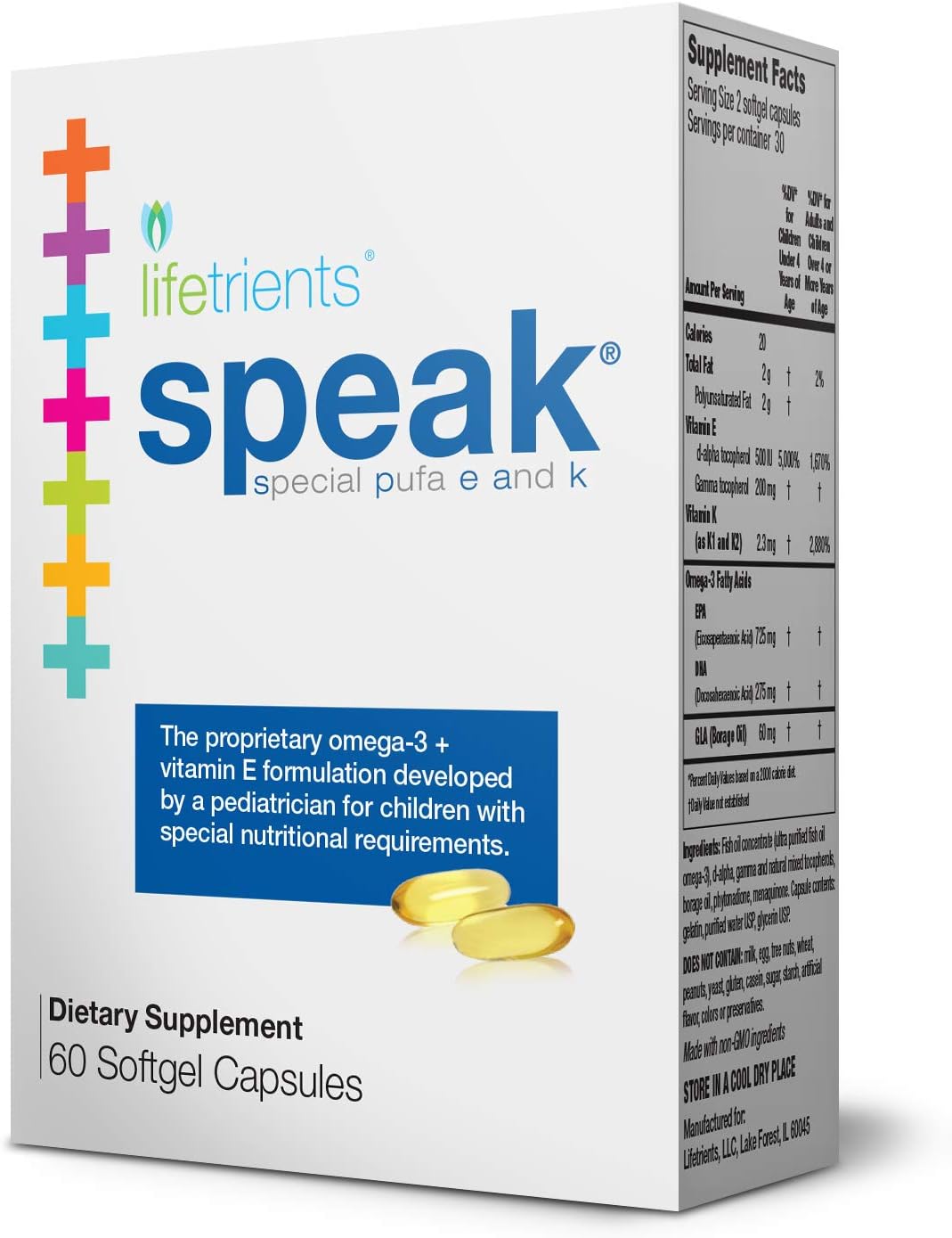 Amazon Com Lifetrients Speak Softgels 60 Softgels Pediatrician Formulated To Support Children With Special Nutritional Requirements Enhanced With Omega 3 Vitamin E S Vitamin D Vitamin K S Health Personal Care