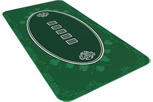 Bullets Playing Cards Poker Table Top Mat - Durable, Water-Resistant, & Non-Slip Surface - Mat with Sewn Edges for Casino Night and Texas Hold’em - with Carrying Tube - Rectangular 45" x 25" - Green