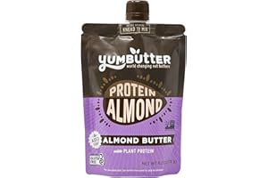 Protein Almond Butter by Yumbutter, Plant Based Protein, Keto Nut Butter, Paleo, Gluten Free, Vegan, Non GMO, 6.2oz Pouch