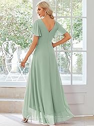 Ever-Pretty Women's Double V Neck A Line Ruffle Hem
