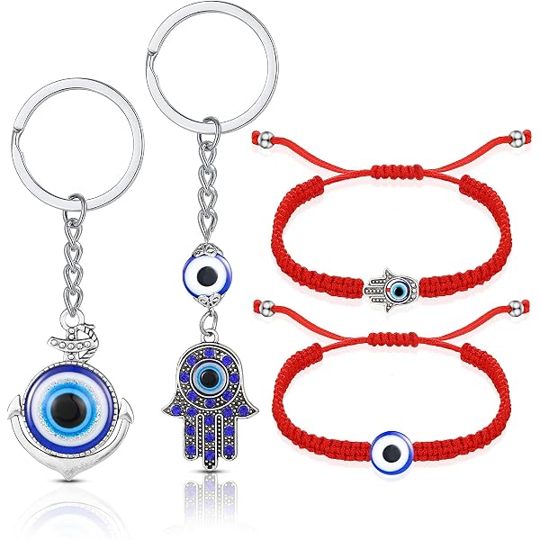 Llaveros Mal De Ojo - Pack De 6, Metal Hueco Azul, Para Bolsos Y Mochilas