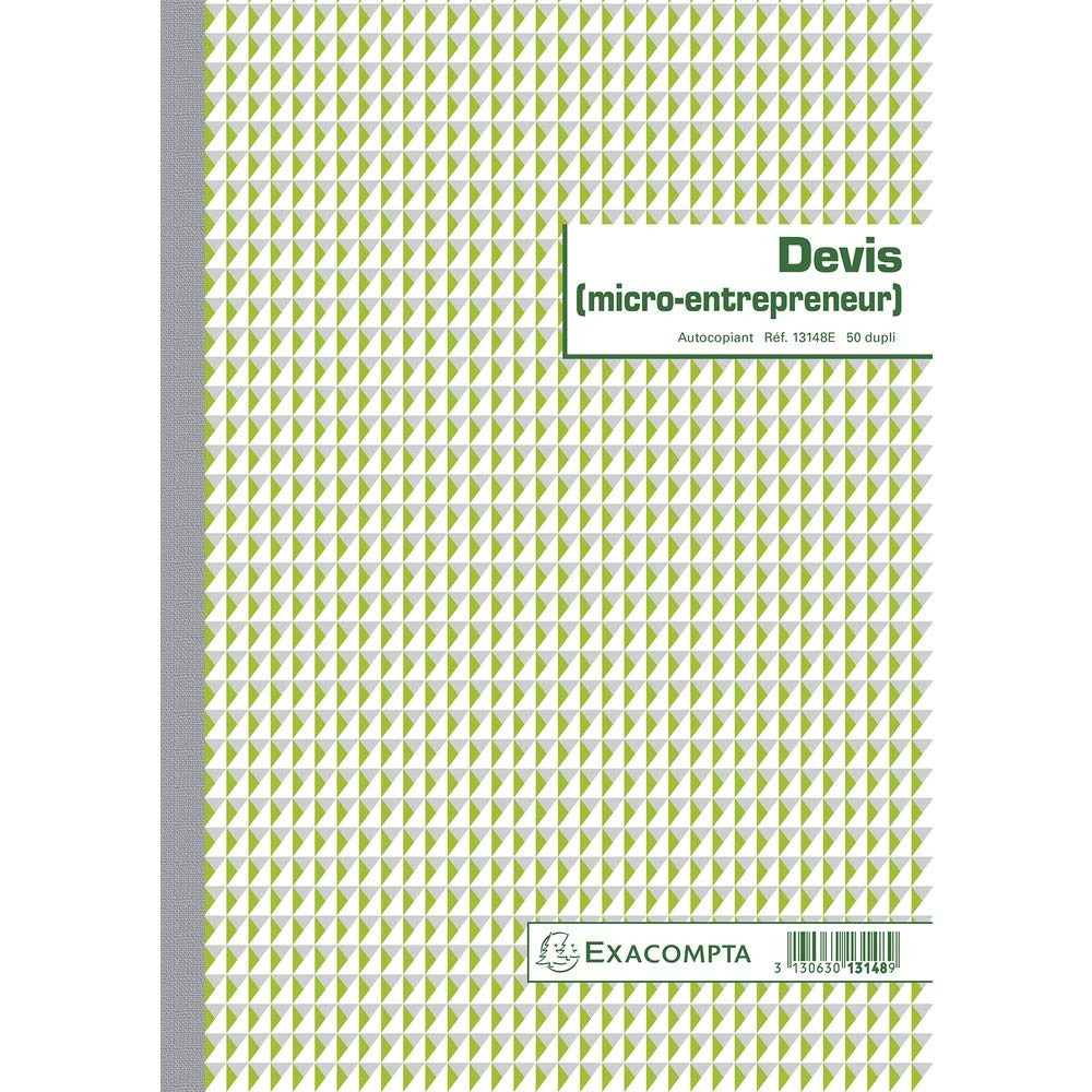 Exacompta - Ref. 13148E - 1 Auto Entrepreneur Estimate 50 carbonless Dupli sheets, 29.7 x 21 cm