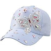 Colorful Rhinestone Baseball Cap Women Bling Butterfly Sequin Sun Protection Duckbill Hat Breathable Cotton