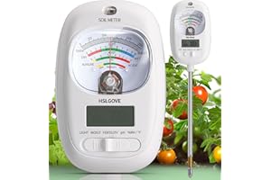 HSLGOVE Soil Test Kit, 7-in-One Soil pH Meter, Soil Moisture Meter/Fertility/Moisture Meter for Plants, Light/Soil Temp/Air Temp Hygrometer for Garden/Lawn/Farm Outdoor&Indoor Soil Tester-White