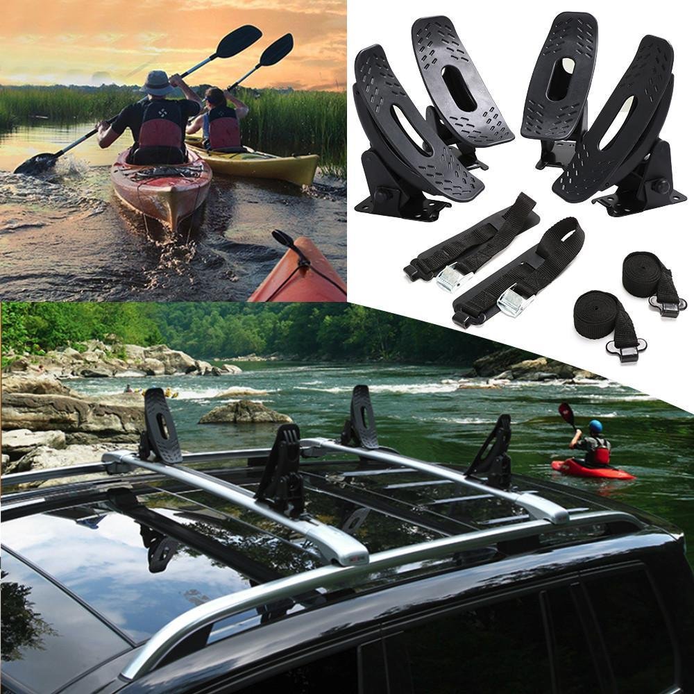 Yaheetech Universal Kayak Carrier Cross Bars Boat Canoe Surf Ski Board Roof Top Mounted Rack Black