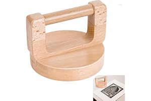 QVEEQ Wood Block Printmaking Baren, Art Baren Tool with Ergonomic Handle, Smooth Varnished Bottom, Even Pressure for Linoleum Engraving DIY Art, Scrapbooking, Craft Supplies(4 inches)