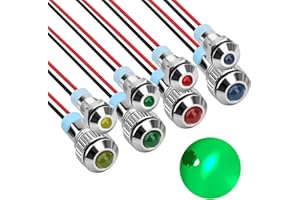 Linkstyle 8PCS 12V LED Metal Indicator Light, Waterproof Dashboard Signal Lamp Panel Lighting for Car RV Boat Truck (6mm 8mm)