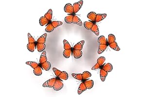 KISSYOU Orange Monarch Butterfly Halloween Decorations Wall Decals 3D Butterflies Wall Sticker Baby Shower Art Decal for Home Decorations Kids Room Bedroom Nursery Decor