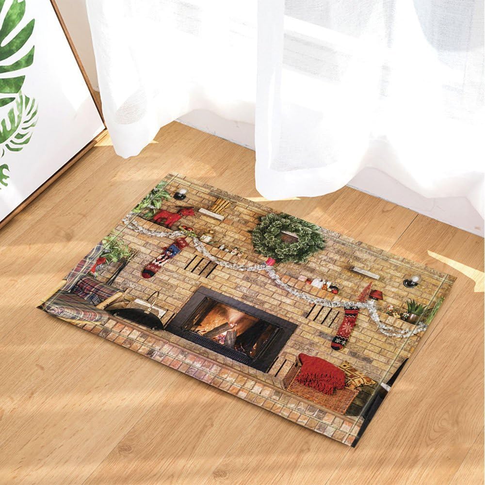 Amazon Com Cdhbh Xmas Decor Cozy Fire In Brick Fireplace And