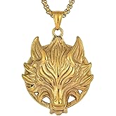 YL Men's Wolf Necklace Stainless Steel Wolf Head Pendant Jewelry