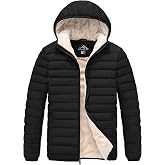 Apexshift Men's Puffer Jacket Winter Fleece Lined Coat Full Zip Hoodie | Sherpa Lined, Windproof, Water Resistant, Premium Metal Zipper, Ideal for Commute, Driving, Casual &amp; Everyday Wear