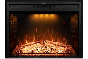 Dreamflame 30 inch Electric Fireplace, Wall Fireplace Electric with Remote Control, Realistic Log and Crackling Sound, Overheating Protection and Timer, 750/1500W Black