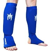 Meister MMA Elastic Cloth Shin &amp; Instep Padded Guards (Pair) | Comfort-fit protection with flexible impact padding for MMA, Muay Thai and kickboxing. Easy slip-on design for mobility