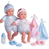 Berenguer Boutique 30050 TWINS- 15&rdquo; Soft Body Baby Dolls - 12 Piece Gift Set with Open/Close Eyes- Perfect for Children 2+