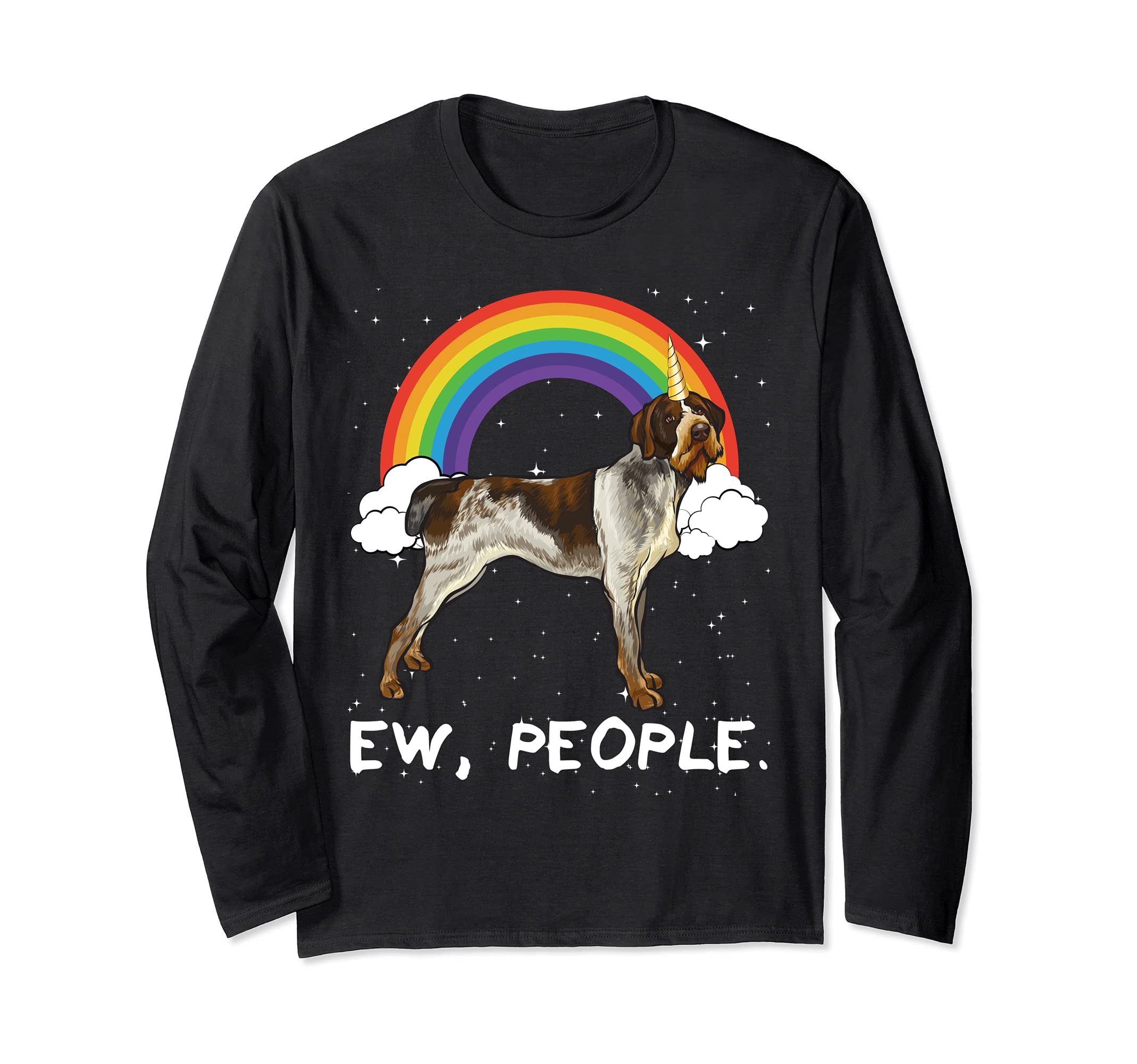 Rainbow German Wirehaired Pointer Ew People Unicorn Dog Long Sleeve T-Shirt