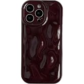 Caseative for iPhone 15 Pro Max Case, Wine Red | Water Ripple Wave Meteorite Bubble Pattern Chrome Plating Soft