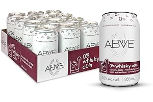 Above Non-Alcoholic Whisky Cola Cocktail, 355ml Award Winning| Ready-to-Drink Zero Proof Cocktail| Gluten Free| Vegan (12 Pac