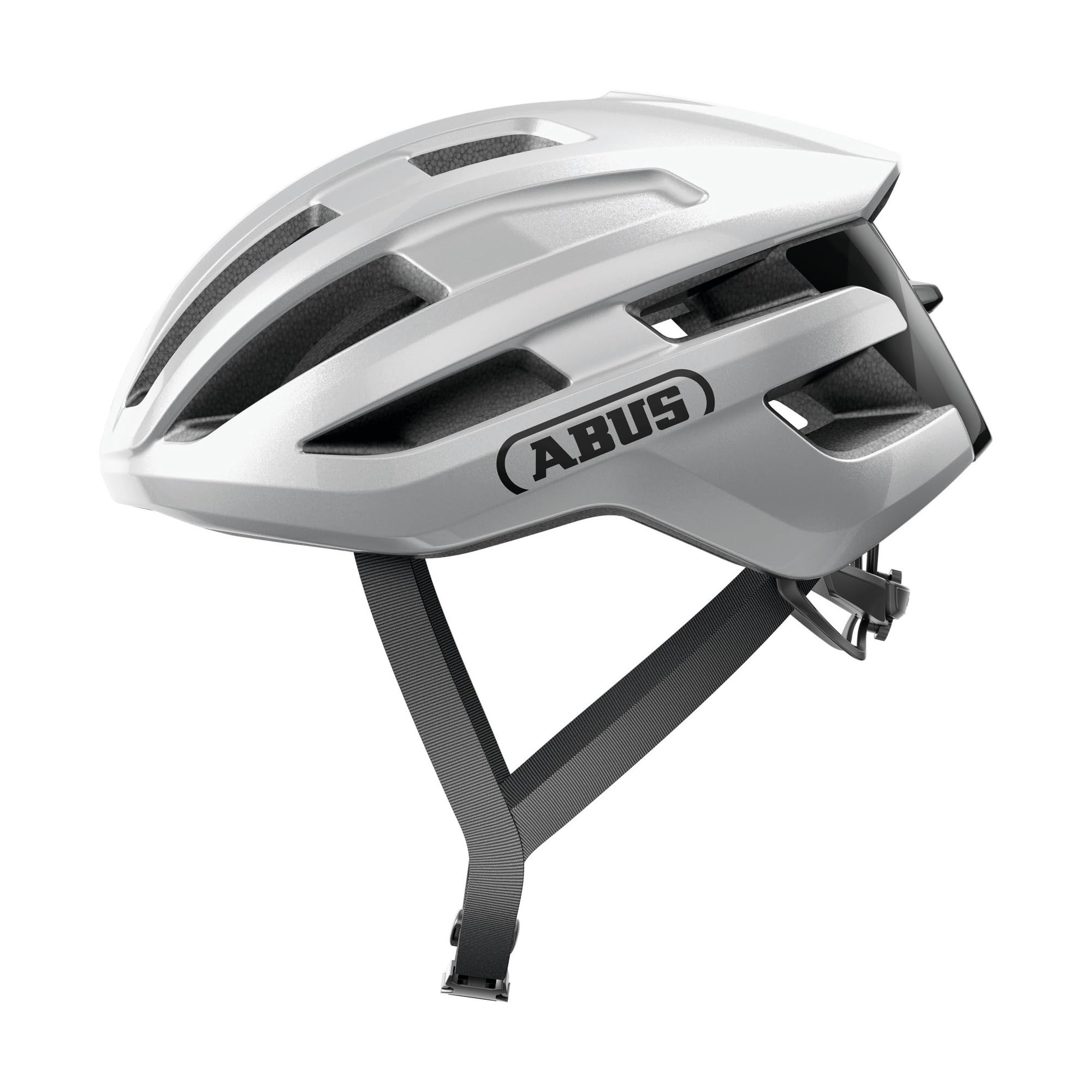 ABUS PowerDome road bike helmet - lightweight bike helmet with clever ventilation system and aerodynamic profile - Made in Italy - for men and women - silver, size L