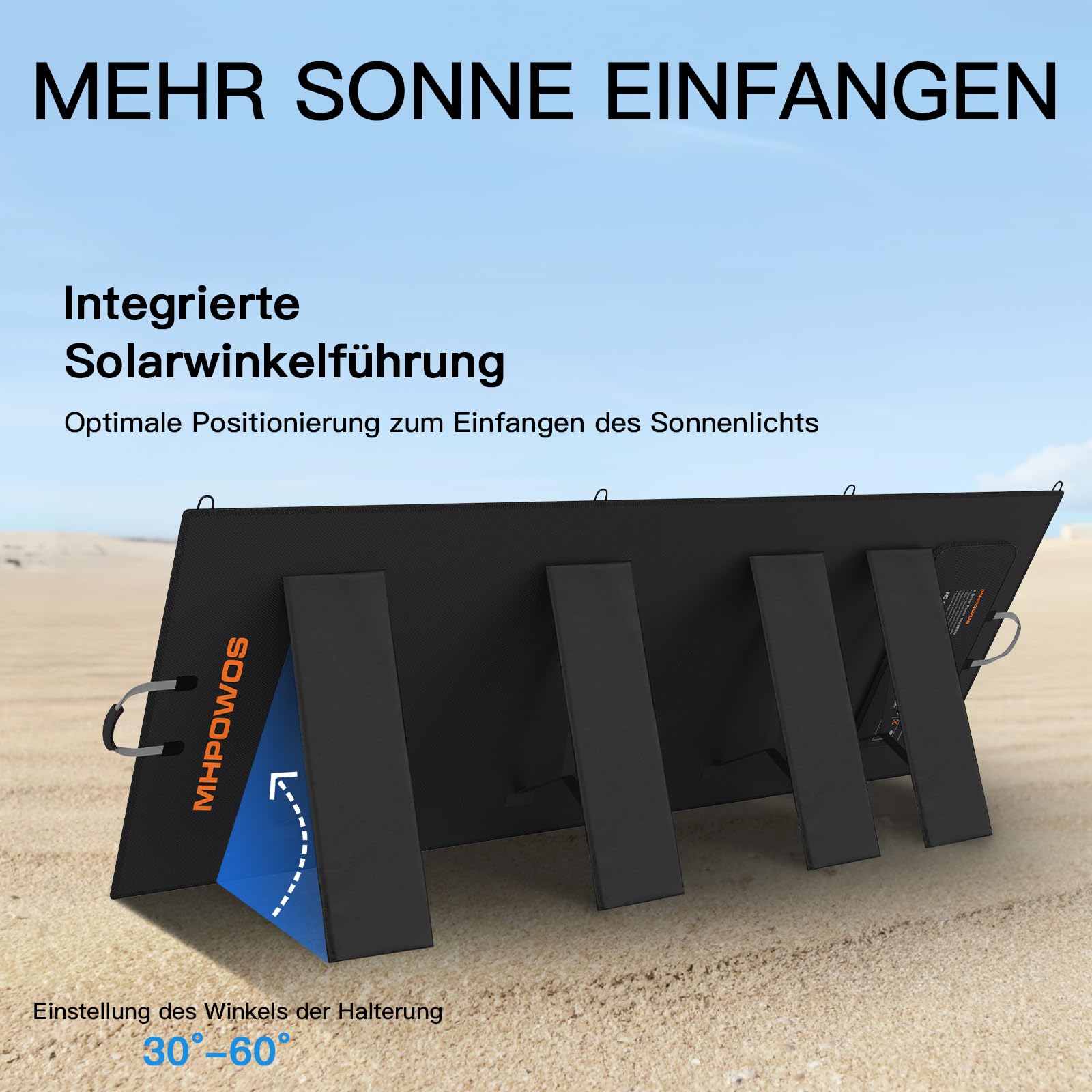 MHPOWOS 400W Tragbare Solarpanel, Faltbare Solarmodul Kit komplett mit einem verstellbaren Kickstand, Wasserdicht IP67 für Outdoor Camping Portable Power Station Wohnmobil RV Garten Balkon 2