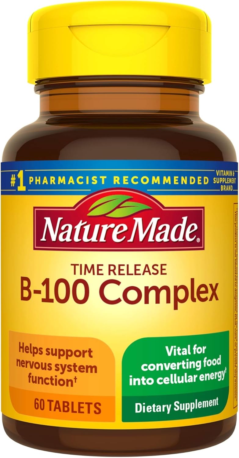 Nature Made B-100 Complex Time Release Tablets, 60 Count for Metabolic Health: Health & Personal Care