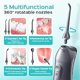 COSLUS C20 Water Flosser 300ml Rechargeable 5 Tips IPX7 Gray view 6