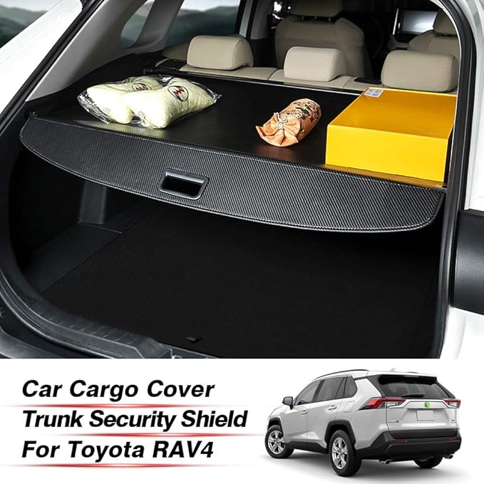 Amazon Com Powerty Cargo Cover For Toyota Rav4 2019 2020 2021 Retractable Rear Trunk Security Cover Shielding Shade Black Carbon Fiber Texture Home Kitchen